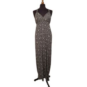 Womens Y2k Maxi Dress Size Medium Black White Vneck Halter Summer